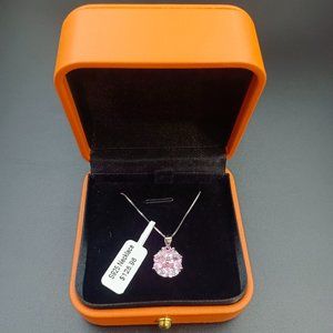 S925 pink diamond pendant necklace
